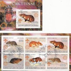 Sellos: BENIN 2002 2 SHEETS USED MNH FAUNA INSECTOS RODENTS ROEDORES CRICETINOS HAMSTERES HAMSTERS