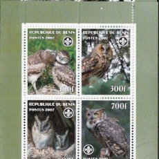 Sellos: BENIN 2007 SHEET MNH FAUNA OWLS HIBOUX EULEN BUHOS CHOUETTES LECHUZAS BIRDS OF PREY AVES RAPACES. Lote 369091661