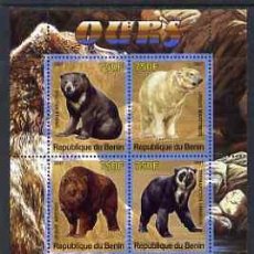 Sellos: BENIN 2007 SHEET MNH FAUNA MAMIFEROS POLAR BEARS OURS OSOS POLARES ORSI BAREN WILDLIFE
