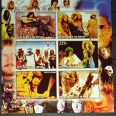 Sellos: BENIN 2006 SHEET MNH IMPERF LED ZEPPELIN SINGERS MUSIC CANTANTES MUSICA. Lote 400332974