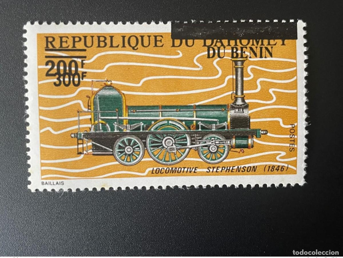 Selos: Ben&iacute;n 2007-2008 Mi. 1426 Locomotora sobrecargada y sobreimpresa Tren Stephenson