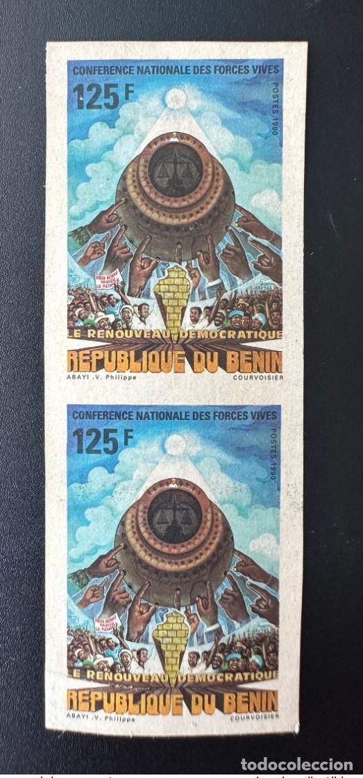 Sellos: Benin 1990 Mi.504 Pair ND Imperf Conferencia Nacional de Renovaci&oacute;n Democr&aacute;tica
