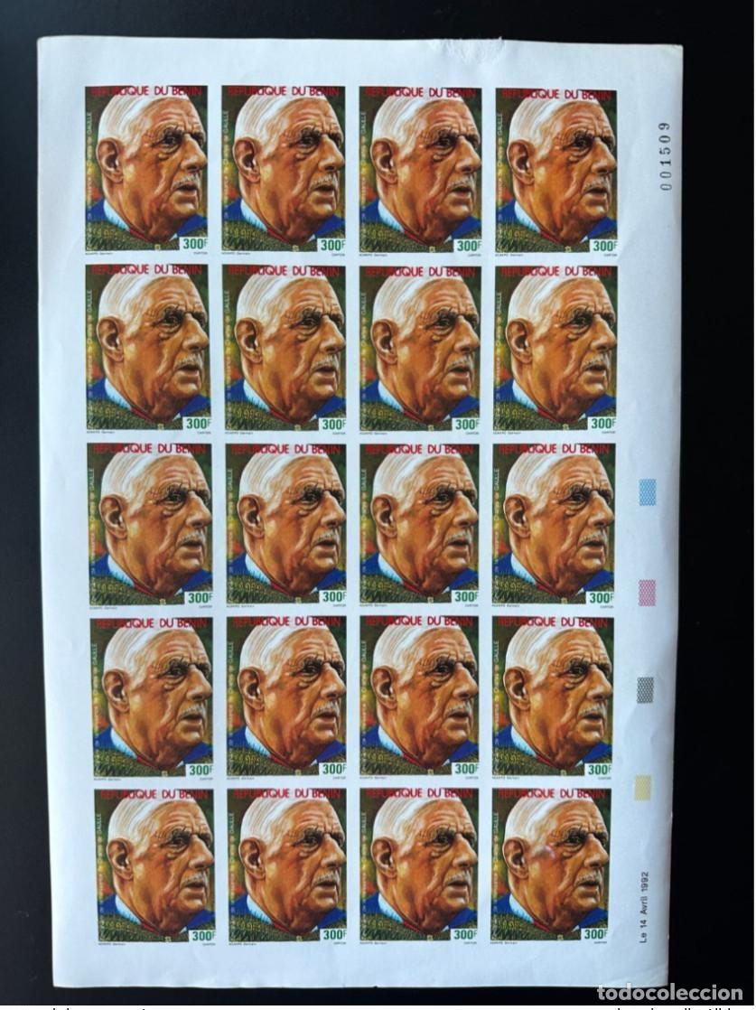 Sellos: Ben&iacute;n 1992 Mi. 534 placa ND Centenario nacimiento del general Charles de Gaulle