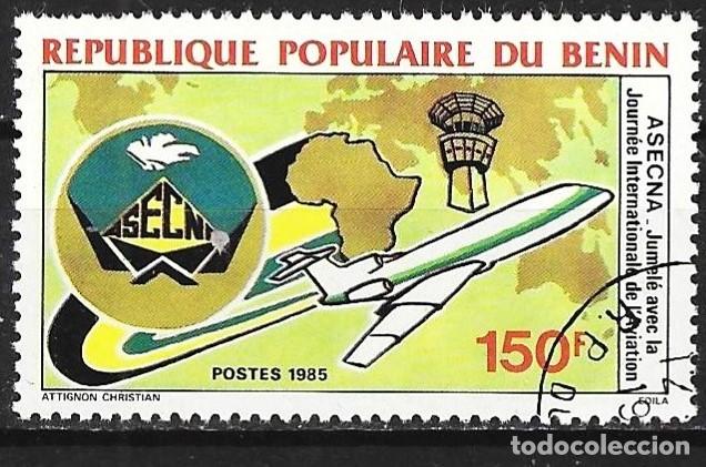 Sellos: Benin 1985 - Mi 416 - YT 621 - La ASECNA - Avi&oacute;n