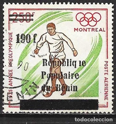 Sellos: Benin 1988 - Mi N 475 - YT xxx - J.O. De Montreal : Futb&oacute;l - Sobrecargado ( Raro