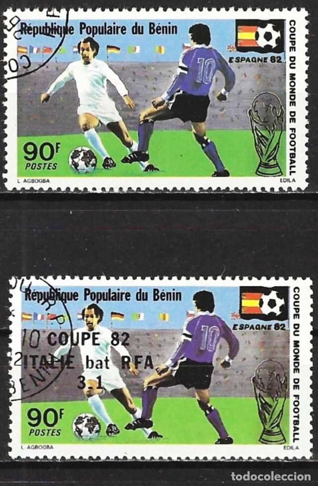 Sellos: Benin 1982 - Mi 283 y 286 - YT 539 y 541 - Copa de l mundo de futb&oacute;l en Espa&ntilde;a