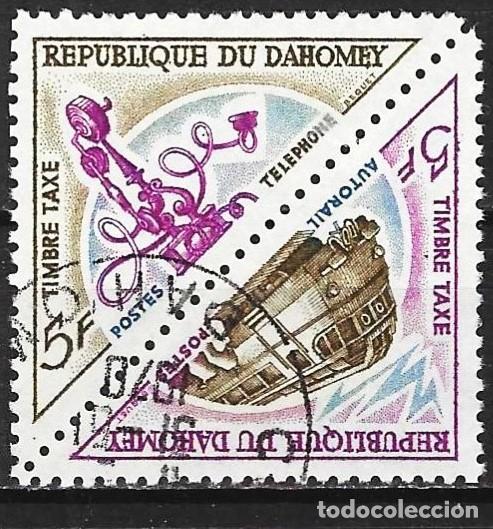 Sellos: Dahomey 1967 - Mi P41 y P42 - YT T41 y T42 - Tel&eacute;fono anyiguo y Autocarril ( Sellos de Tasa )