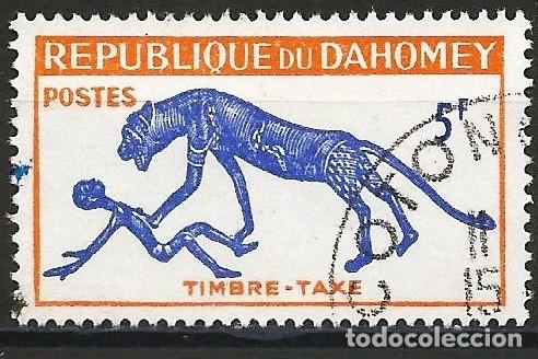 Sellos: Dahomey 1963 - Mi P 34 - YT T 34 - Pantera y Hombre ( Sello de tasa )