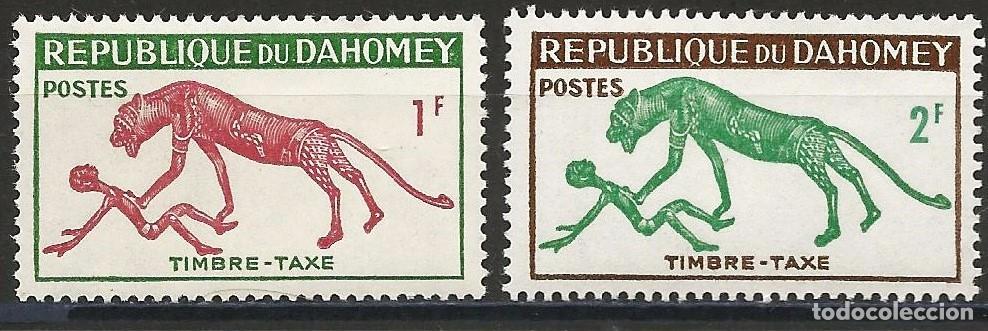 Sellos: Dahomey 1963 - Mi P 32 y 33 4 - YT T 32 y 33 - Pantera y Hombre ( Sello de tasa ) MNH**