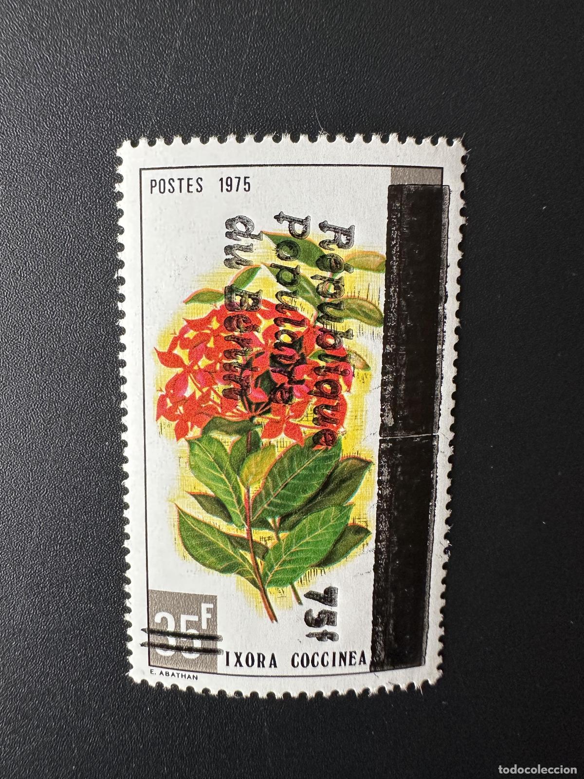 Sellos: Benin 1986 Mi. 427 Sobreimpresi&oacute;n sobreimpresa flor Blume ixora coccinea