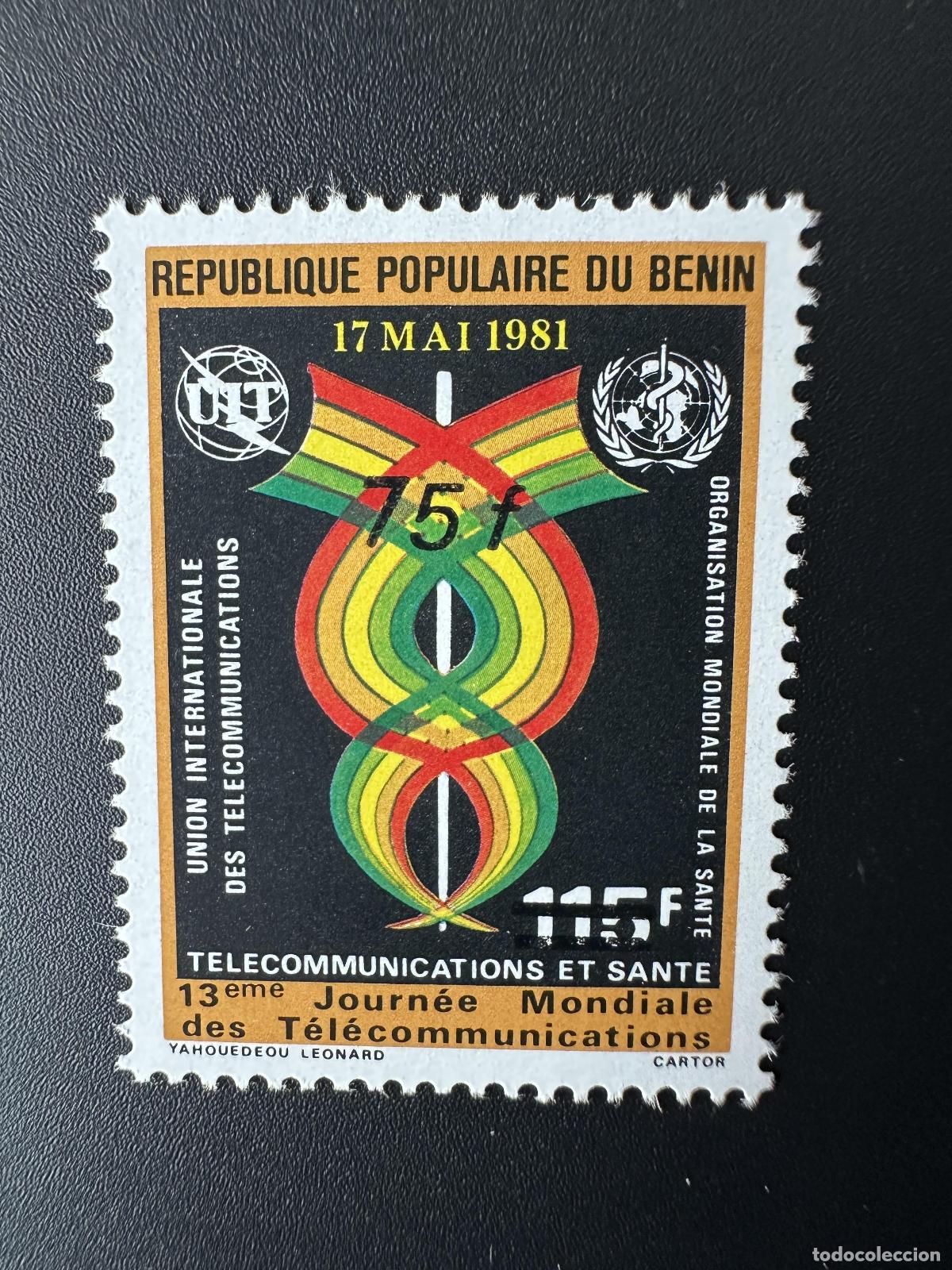 Sellos: Benin 1984 Mi. 365 Sobrecargado sobreimpresi&oacute;n UIT Union Telecommunications Telecom