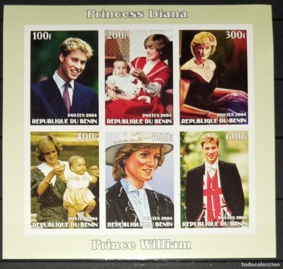 Sellos: BENIN 2004 SHEET MNH IMPERF PRINCESA DIANA PRINCIPE WILLIAM ROYALTY REALEZA