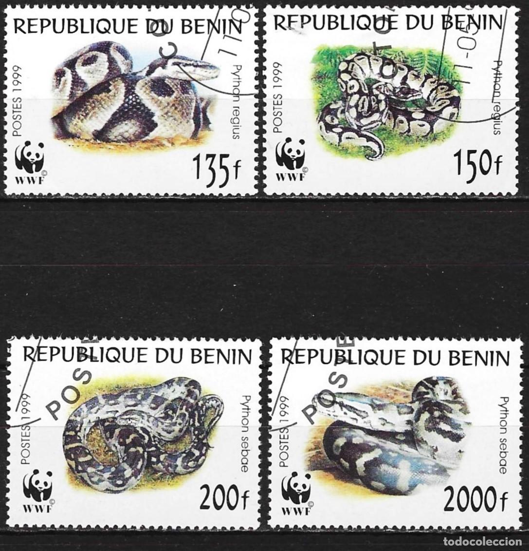 Sellos: Benin 1999 - Mi 1159 a 1162 - YT 898 a 901 - WWF - Serpiente : Pit&oacute;n