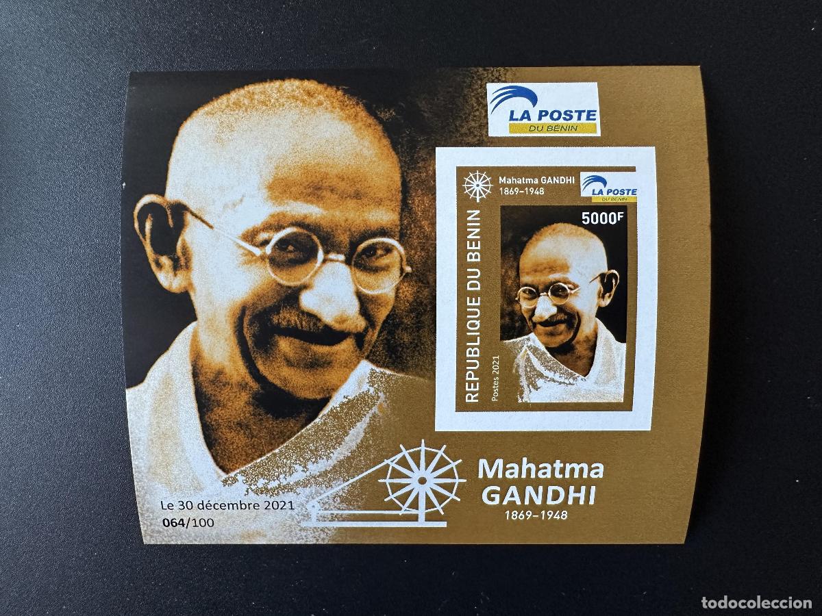Sellos: Ben&iacute;n 2021 Mi. Bol. 66&deg; emperador Mohandas Mahatma Gandhi (India)