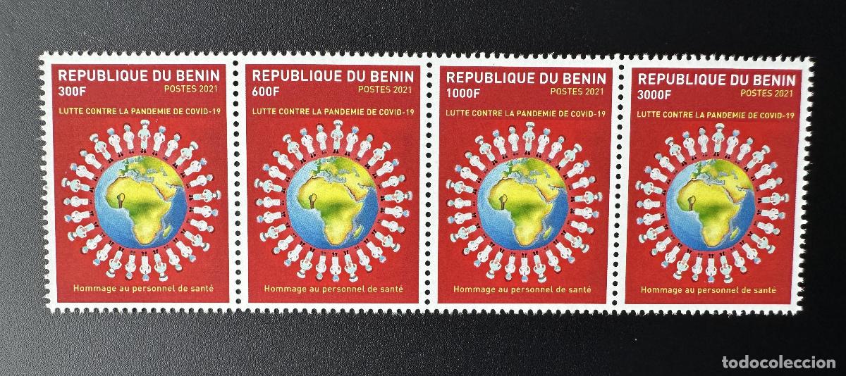 Selos: Ben&iacute;n 2021 Mi. 1684 - 1688 Fight Pandemic COVID-19 Coronavirus band