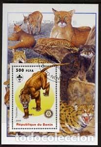 Sellos: BENIN 2005 SHEET USED MNH FAUNA MAMIFEROS PREHISTORIC ANIMALS ANIMALES PREHISTORICOS WILDLIFE