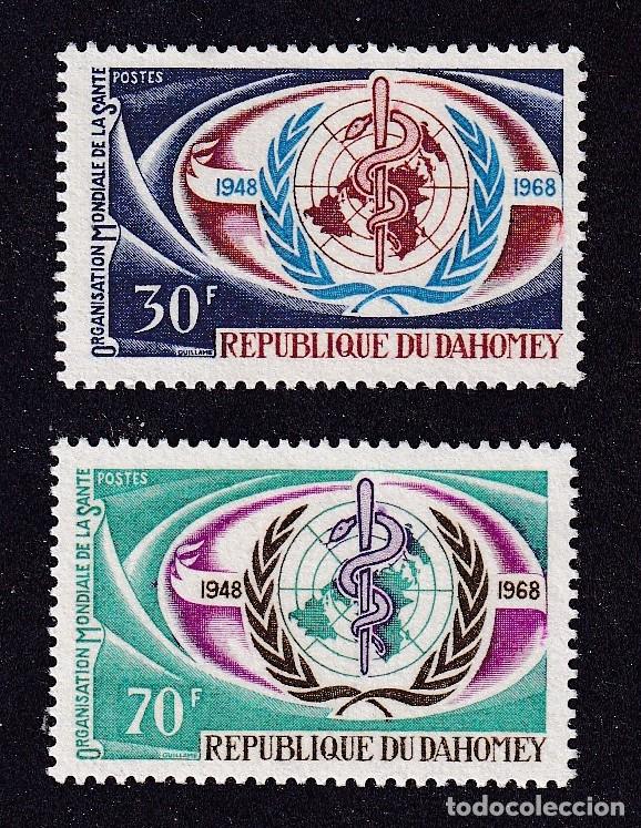 Sellos: DAHOMEY (BENIN) Yvert n&deg; 275 et 276 ** anniversaire de l'Organisation mondiale de la sant&eacute;