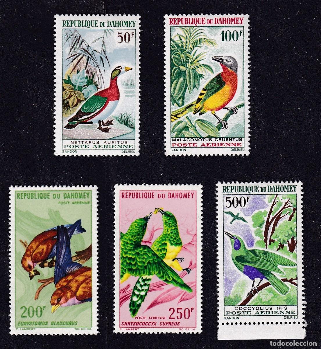 Sellos: DAHOMEY (BENIN) Yvert PA n&deg; 37 &agrave; 41 ** oiseaux