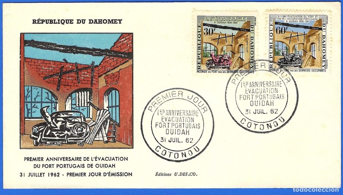 Sellos: Dahomey 1962 - FDC - El fuerte de Ouidah - Mi 193 y 194 - YT 172 y 173