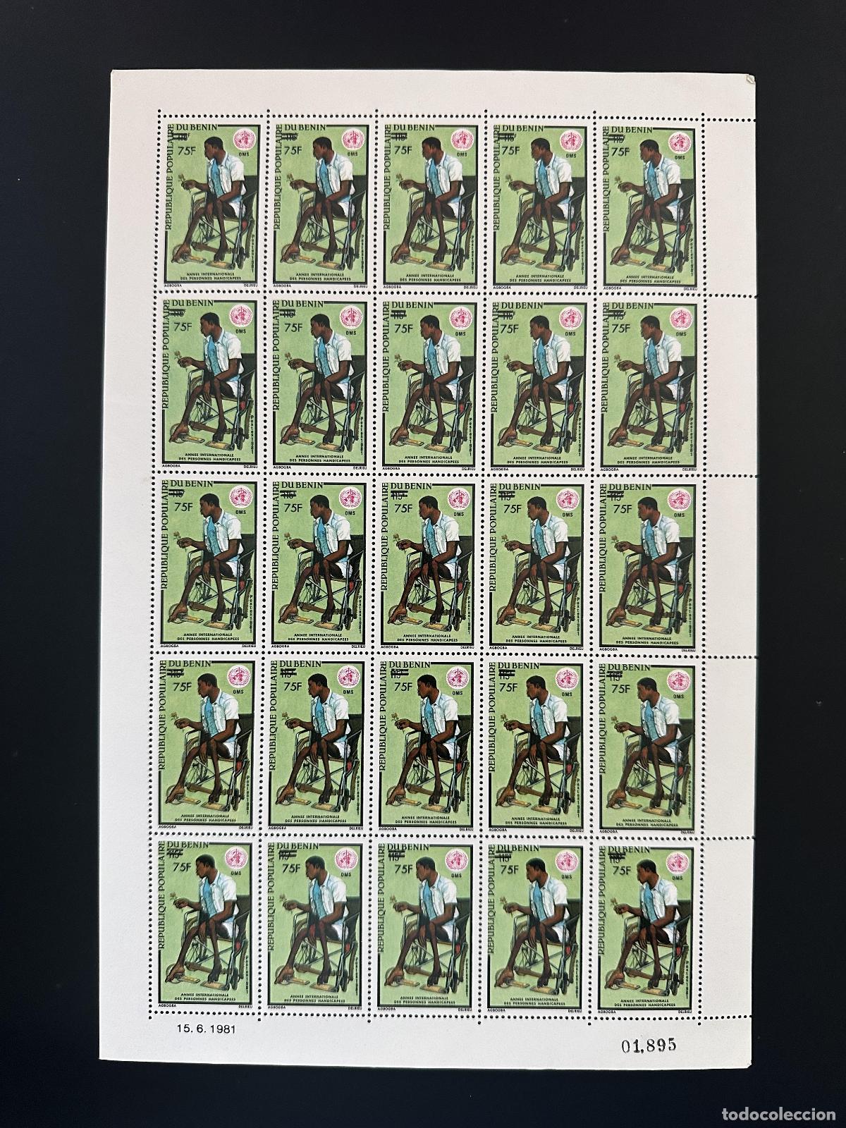 Sellos: Benin 1984 Mi. 364 tablero Sobrecargado A&ntilde;o discapacitado OMS Salud flor