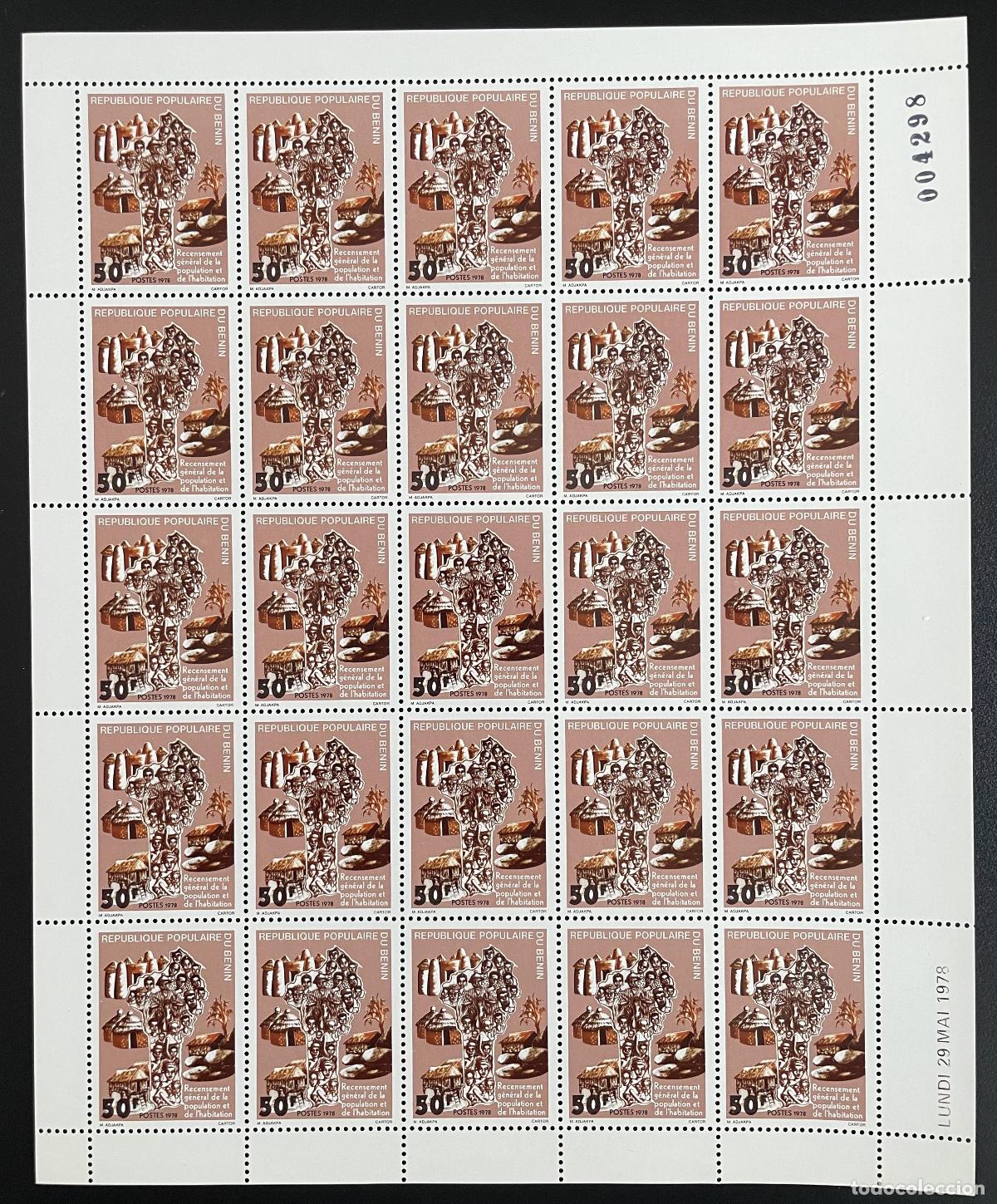 Sellos: Ben&iacute;n 1978 YT 409 Censo de l&aacute;minas tablas poblaci&oacute;n general Census
