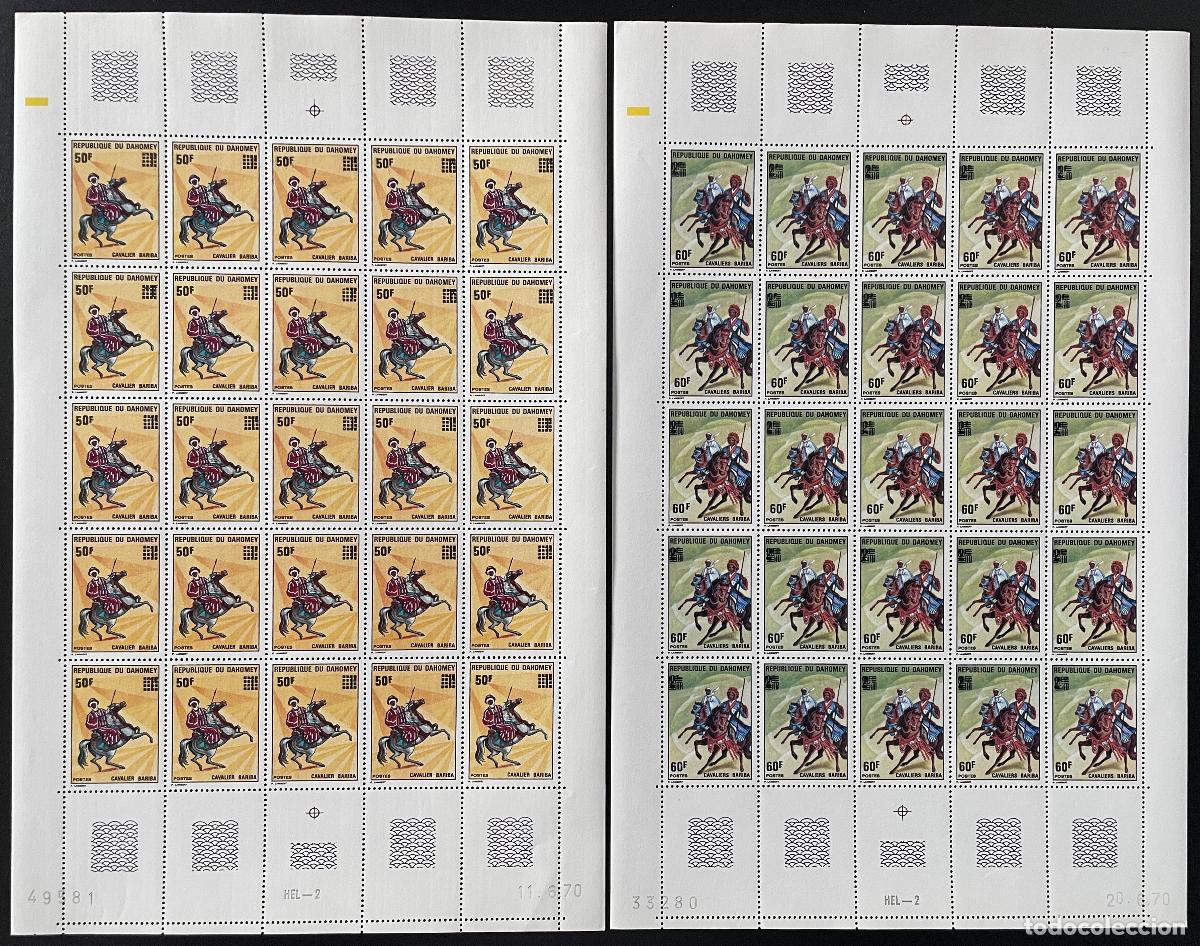 Sellos: Benin Dahomey 1976 YT 368-369 sobrecargado jinetes equitaci&oacute;n