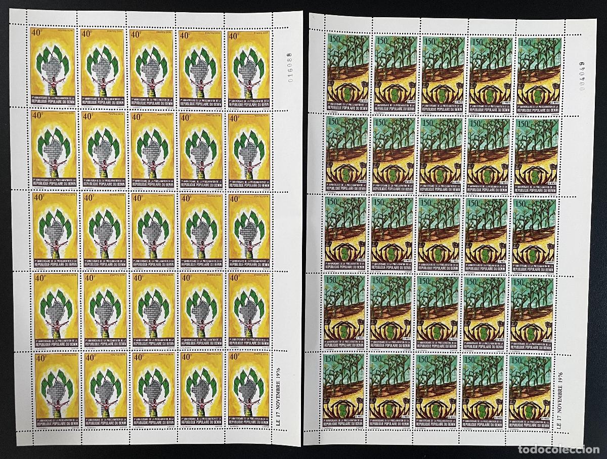 Sellos: Ben&iacute;n 1976 YT 380-381 hoja tablero proclamaci&oacute;n de la bandera del &aacute;rbol Rep&uacute;blica