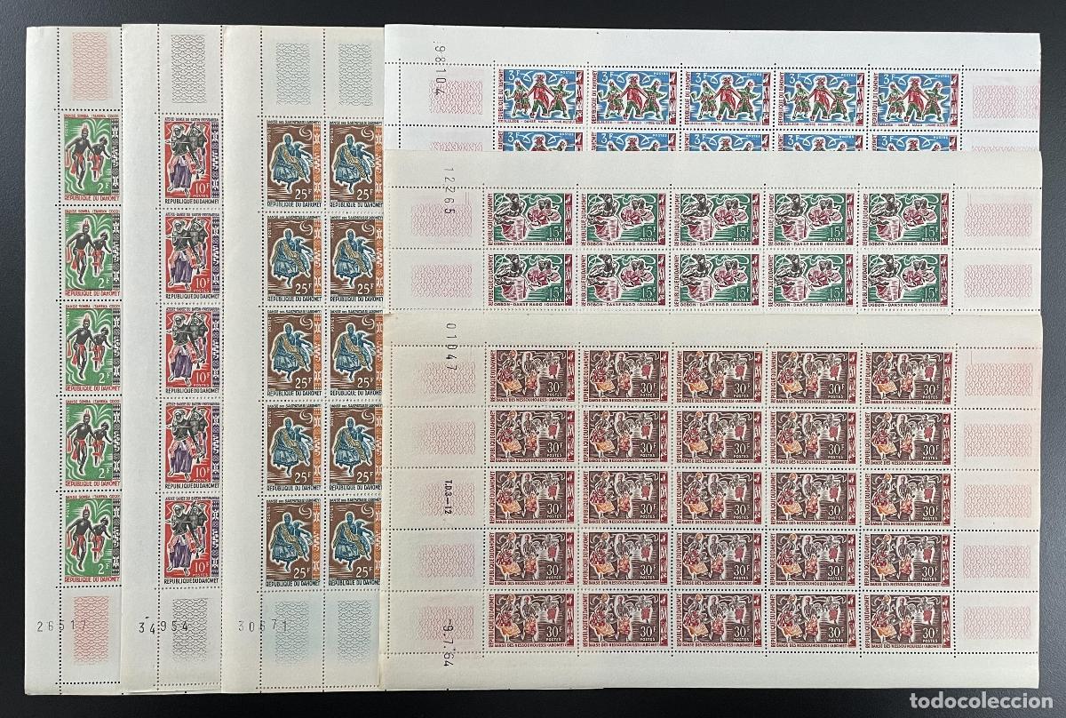 Stamps: Dahomey 1964 YT 205-210 tabl&oacute;n bailes tradicionales trajes folcl&oacute;ricos