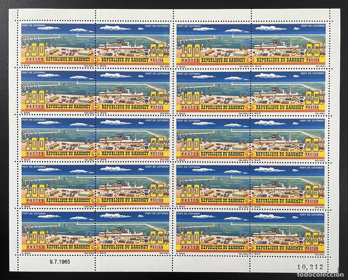 Sellos: Dahomey 1965 YT 224A tabl&oacute;n Puerto Coton&uacute; de barcos y