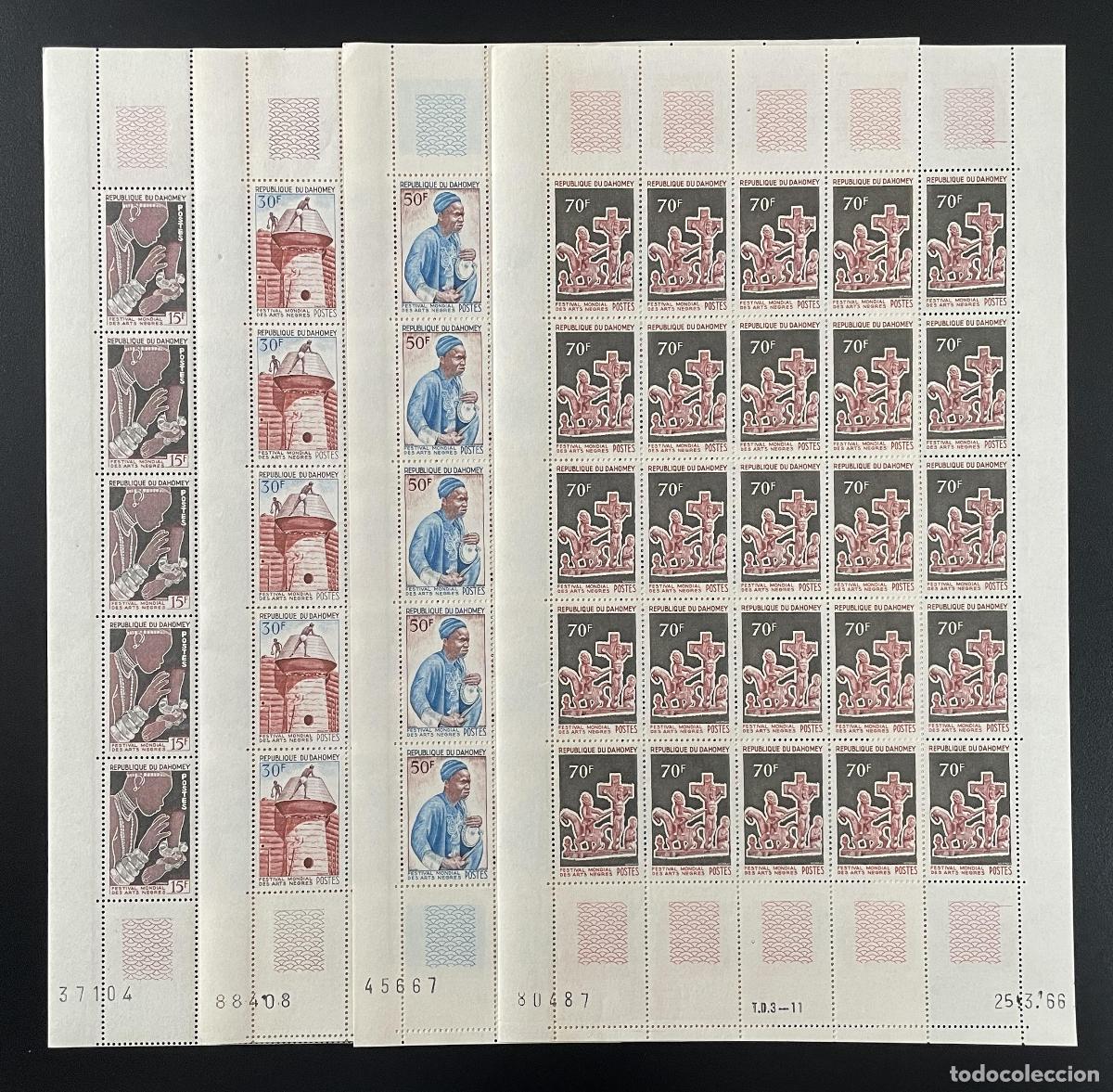 Sellos: Dahomey 1966 YT 235-238 tabl&oacute;n World Festival Black Arts & Crafts