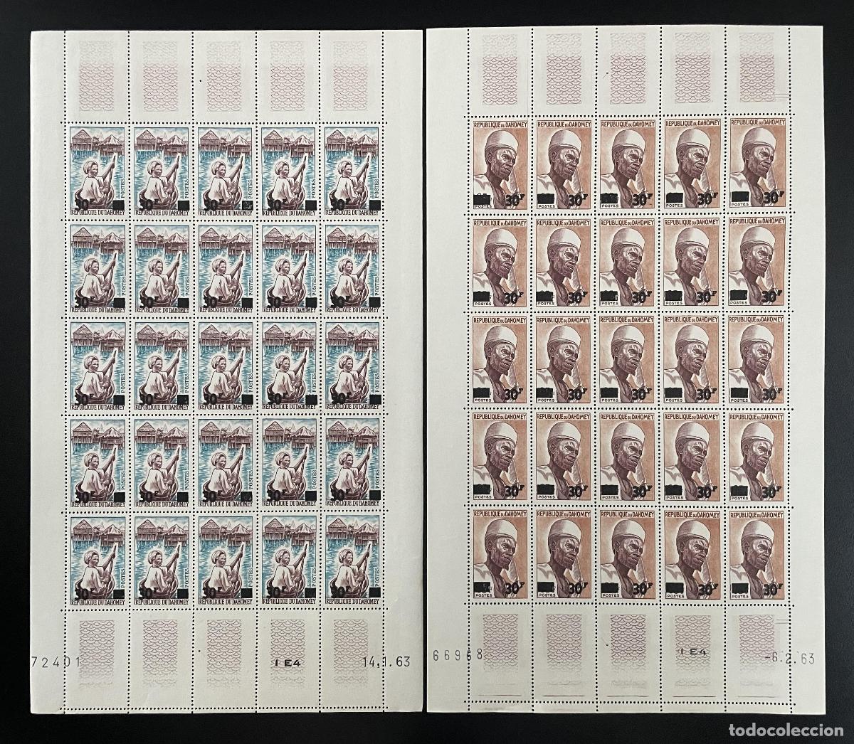 Sellos: Barco pesquero Dahomey 1967 YT 253-254 sobrecargado de la aldea ind&iacute;gena tabl&oacute;n