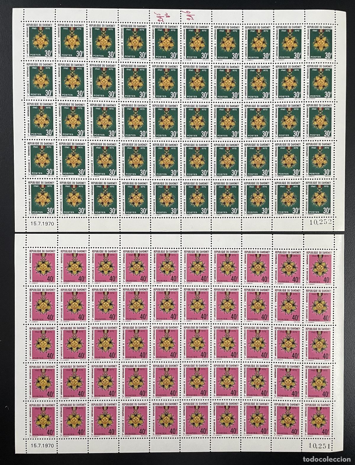 Sellos: Dahomey 1970 YT 295-296 tabl&oacute;n medalla de la independencia orden nacional