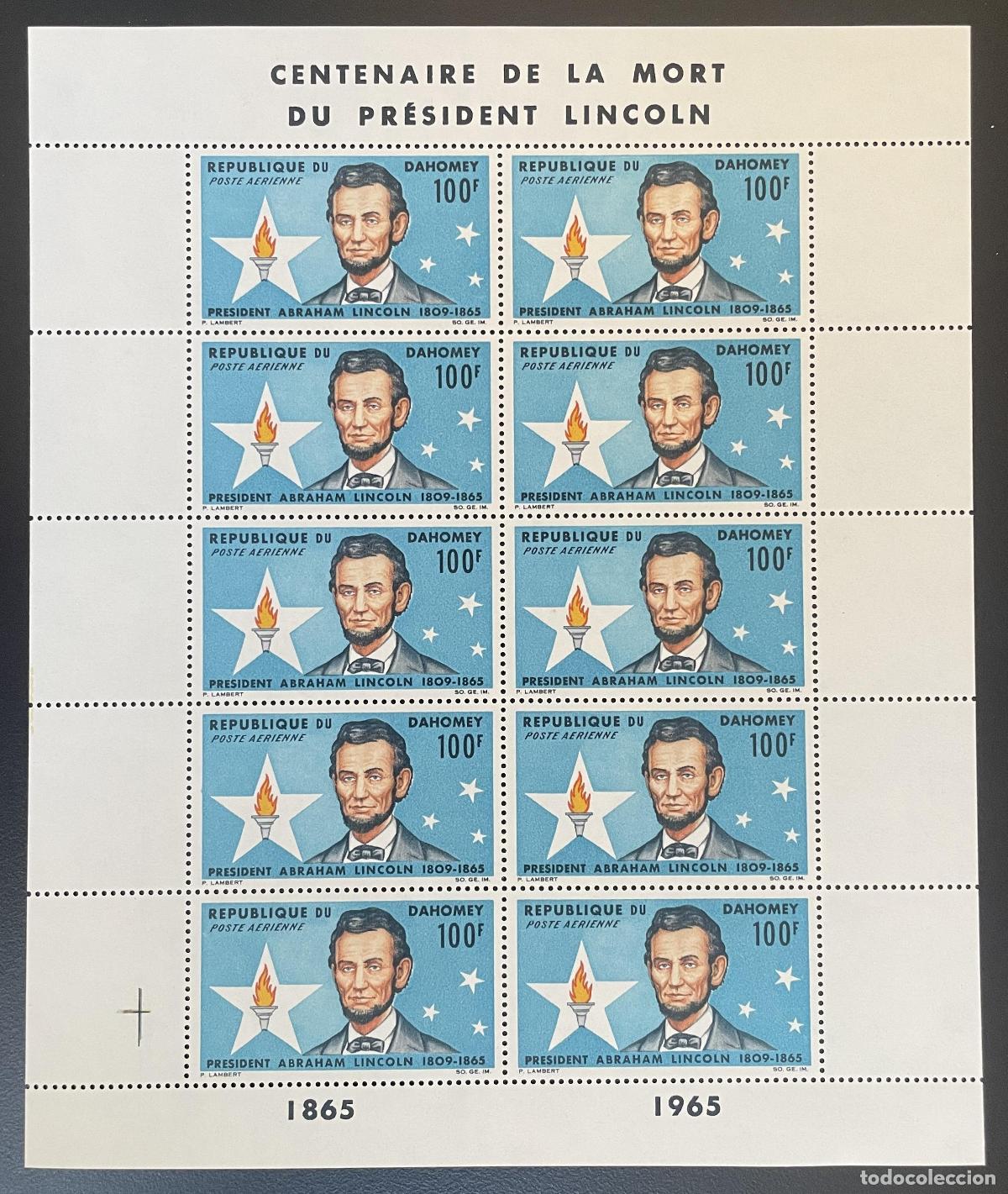 Selos: Dahomey 1965 YT PA 33 tabl&oacute;n Abraham Lincoln presidente EE.UU. centenario muerte