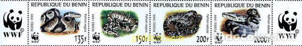 Sellos: 5282 MNH BENIN 1999 PITONES REAL Y DE ROCA AFRICANA