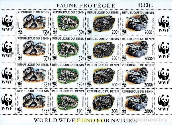 Sellos: 12695 MNH BENIN 1999 PITONES REAL Y DE ROCA AFRICANA