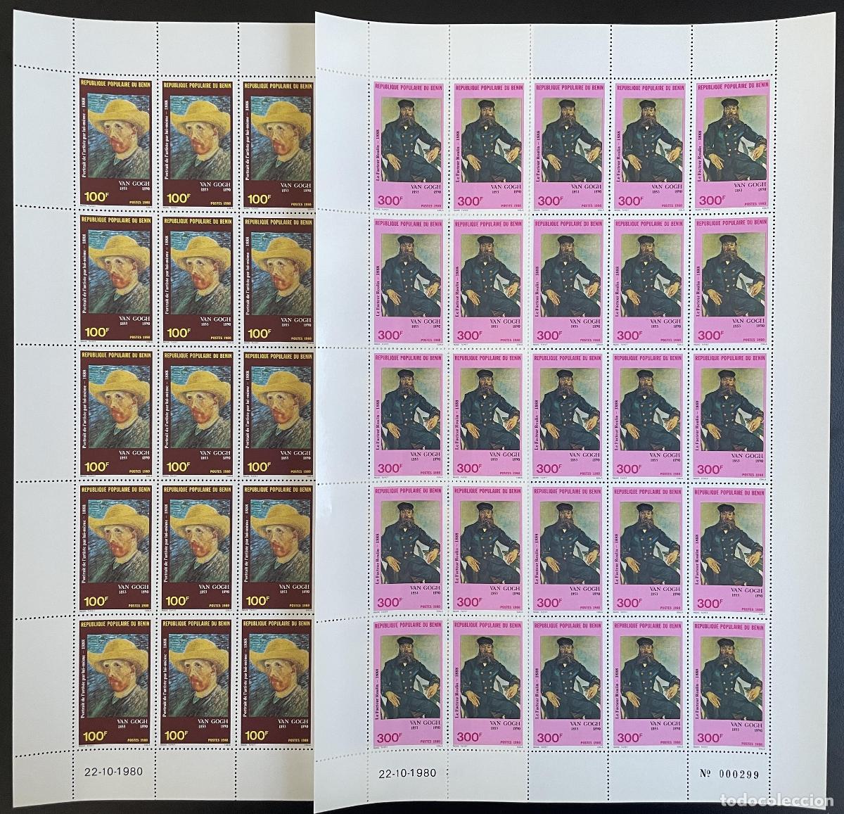 Sellos: Benin 1980 YT 518-519 tablero Van Gogh pintor pintura arte autorretrato