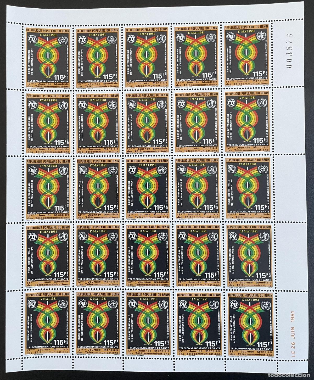 Sellos: Benin 1981 YT 528 junta telecomunicaciones salud UIT D&iacute;a de las Naciones Unidas