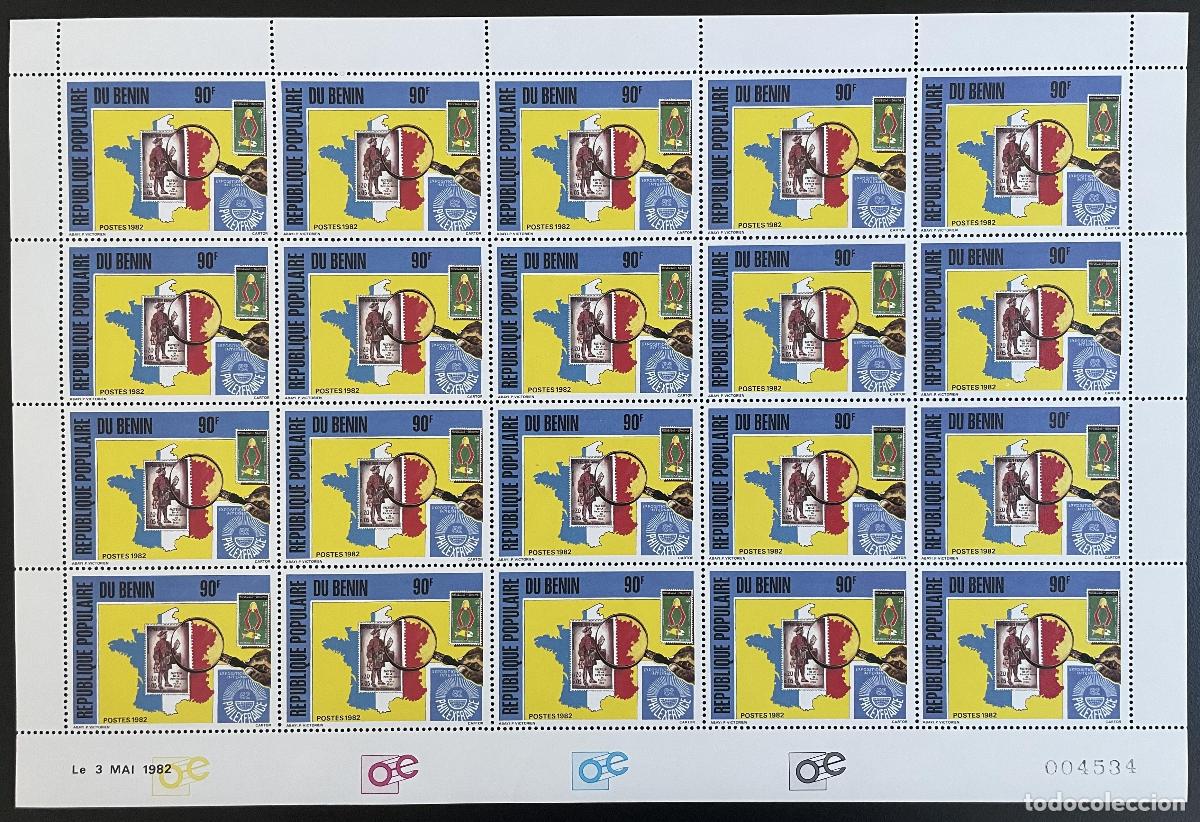Sellos: Benin 1982 YT 536 l&aacute;mina Philex-Francia cooperaci&oacute;n filatelia exposici&oacute;n postal