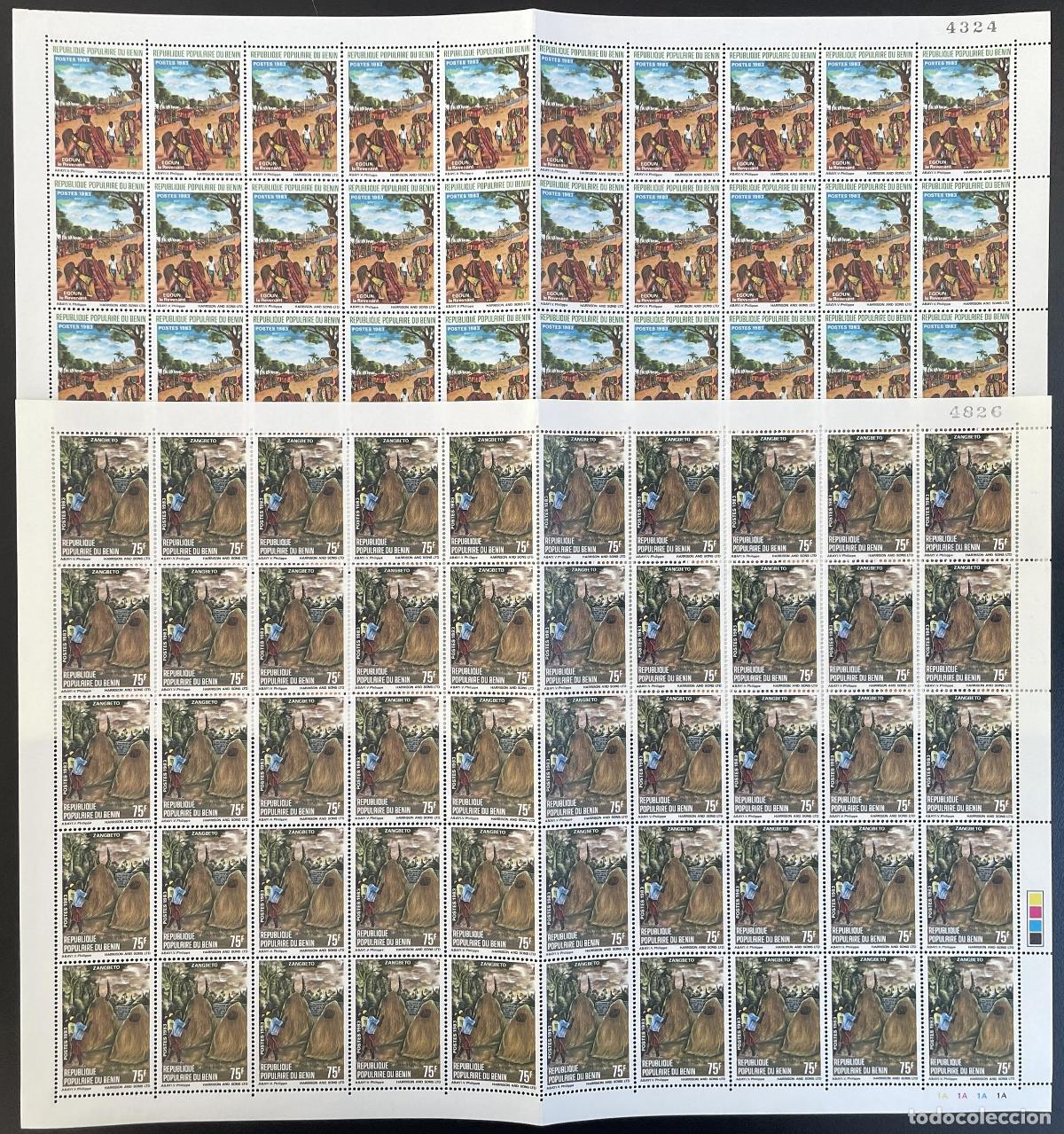 Briefmarken: Benin 1983 YT 584-585 hoja de cart&oacute;n Zangbeto Egoun Le Revenant