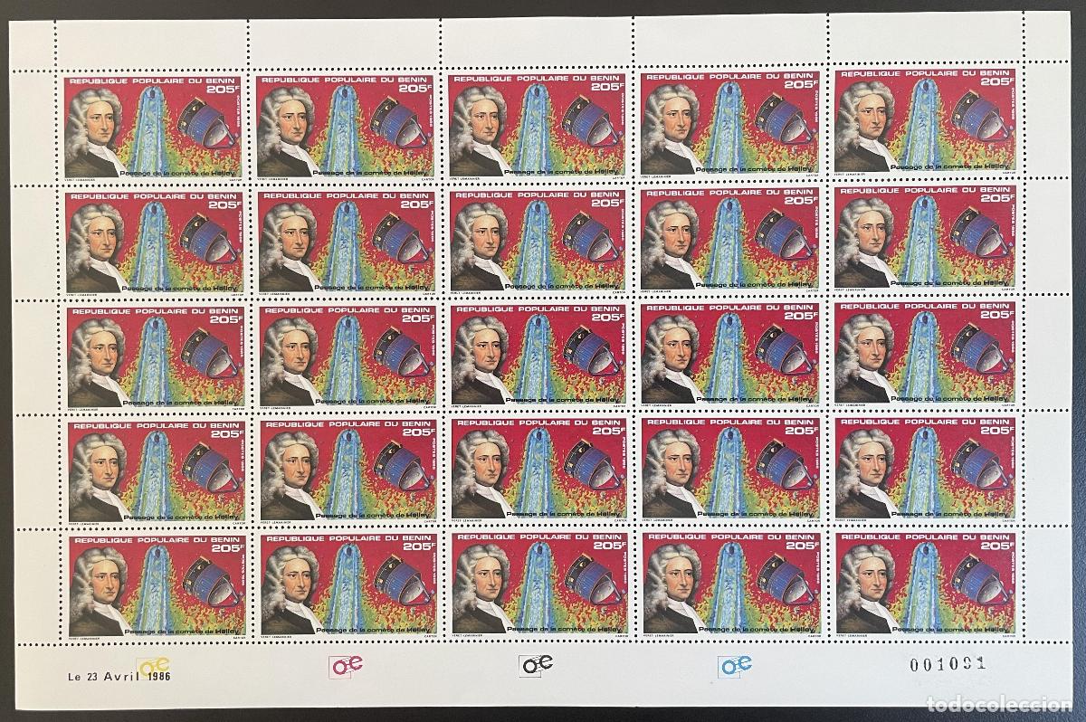 Sellos: Benin 1986 YT 635 Comet Halley Komet Space Astronomy Tablero de pasaje