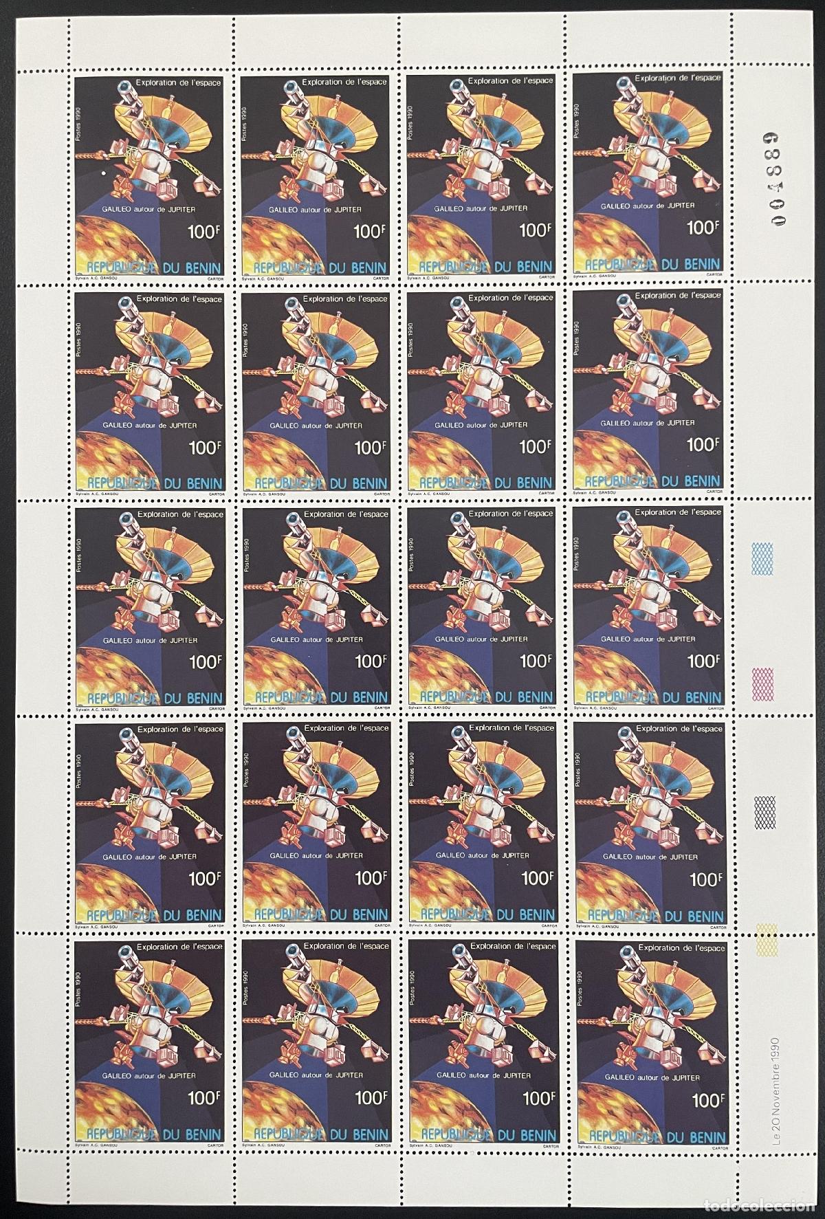 Sellos: Benin 1990 YT 689 a bordo Galileo J&uacute;piter exploraci&oacute;n de sat&eacute;lites espaciales Espacio
