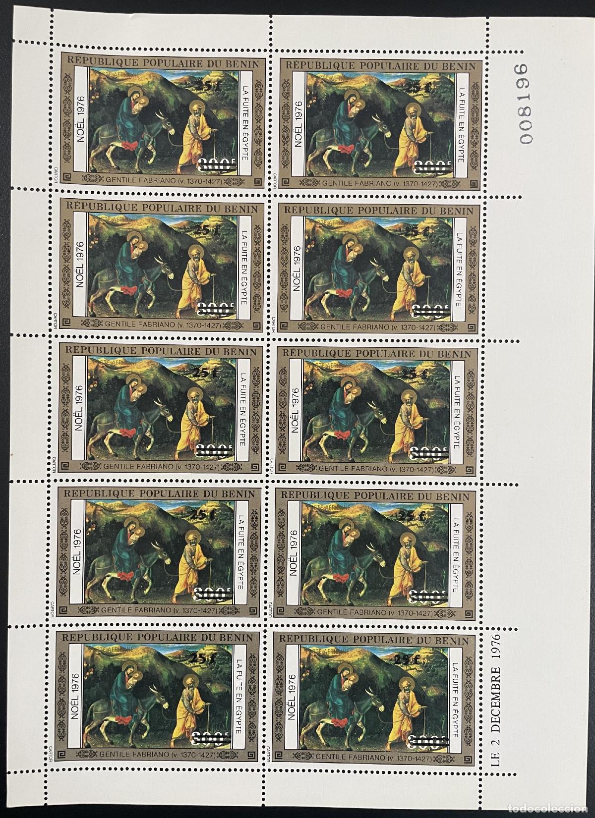 Francobolli: Ben&iacute;n 1976 YT PA 325 sobrecargado abordo Gentile Fabriano Flight Egypt Christmas