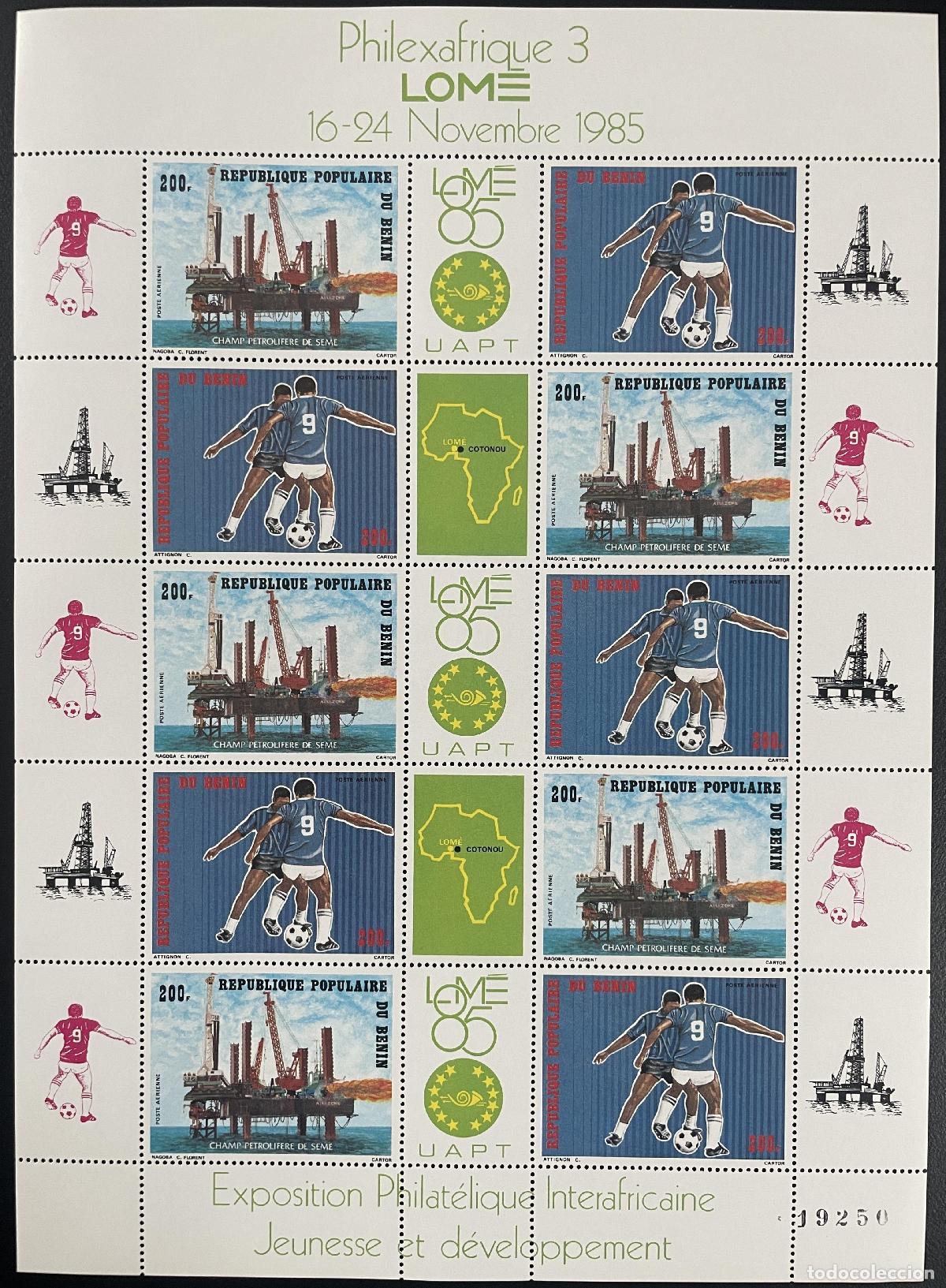 Francobolli: Ben&iacute;n 1985 YT PA 344A tablero Philexafrica LOME Football Offshore Petroleum
