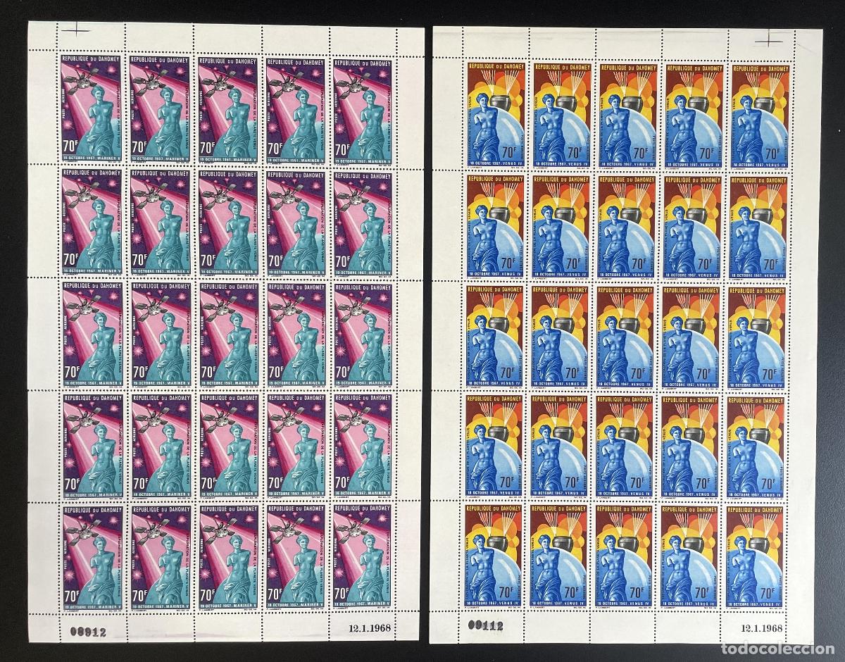 Sellos: Dahomey 1968 YT PA 71-72 tabl&oacute;n Espace Mariner V Venus IV exploration