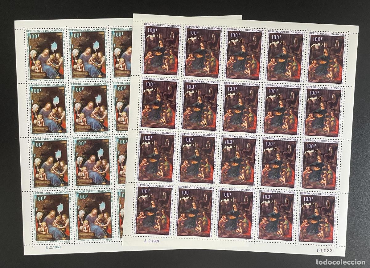 Sellos: Dahomey 1969 YT PA 99-100 tabl&oacute;n Madonna of the Rocks Leonardo da Vinci