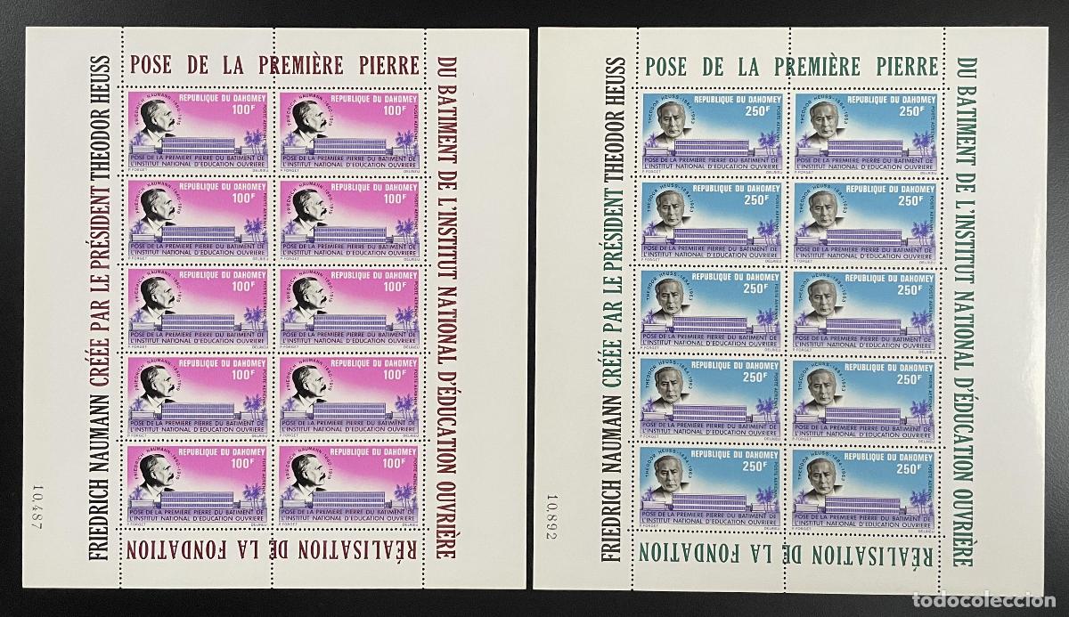 Selos: Dahomey 1972 YT PA 163-164 tabl&oacute;n Theodor Heuss Friedrich Naumann educaci&oacute;n