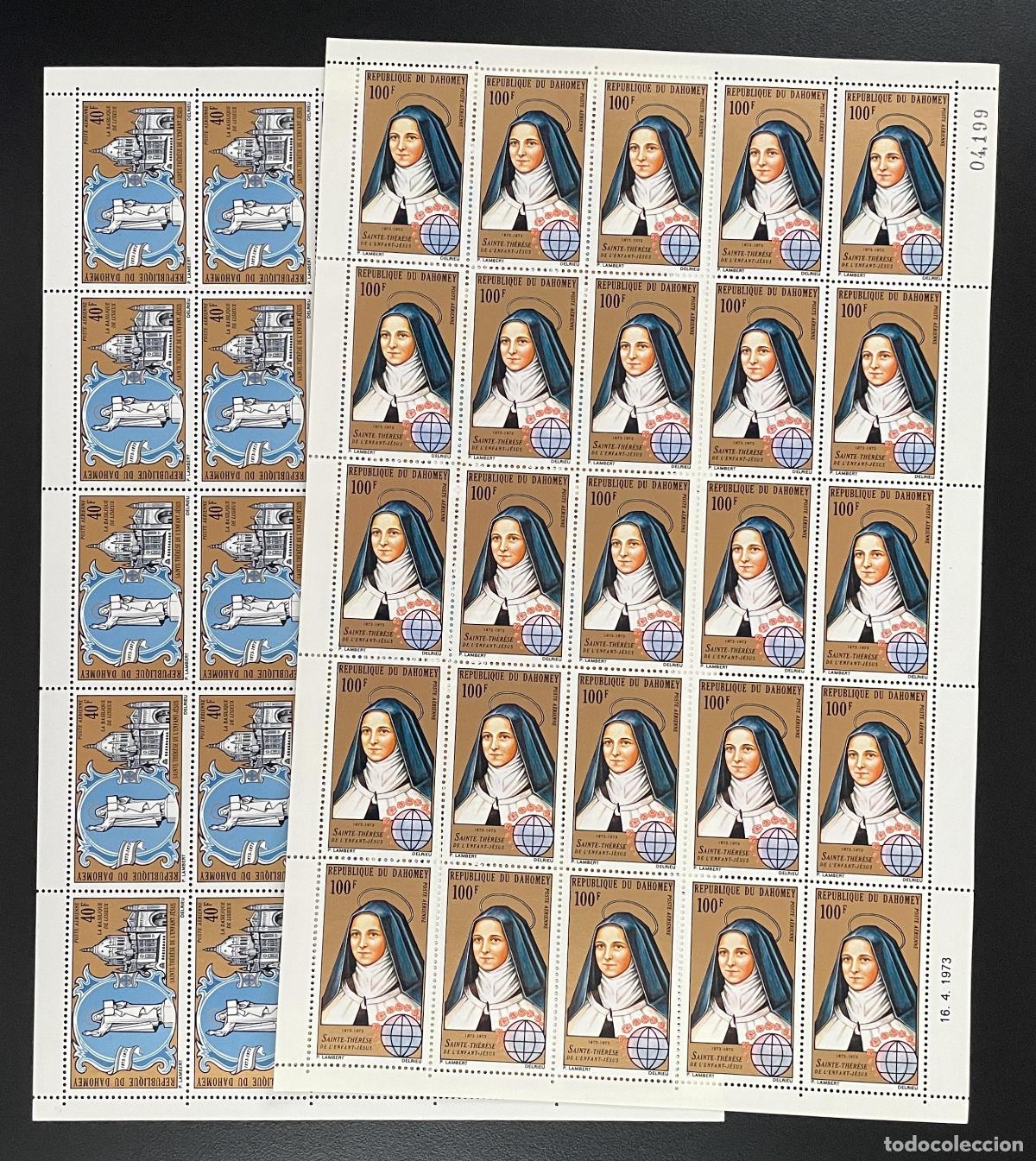 Sellos: Dahomey 1973 YT PA 183 184 tabl&oacute;n Bas&iacute;lica del Ni&ntilde;o Jes&uacute;s de Santa Teresa