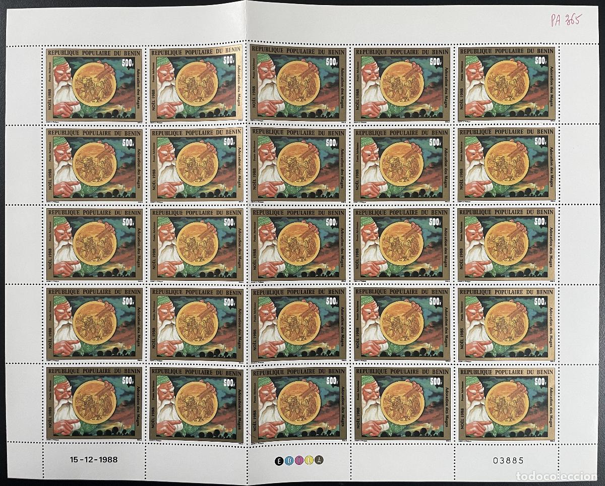 Sellos: Benin 1988 YT PA 365 hojas Navidad Adoraci&oacute;n de los Reyes Magos