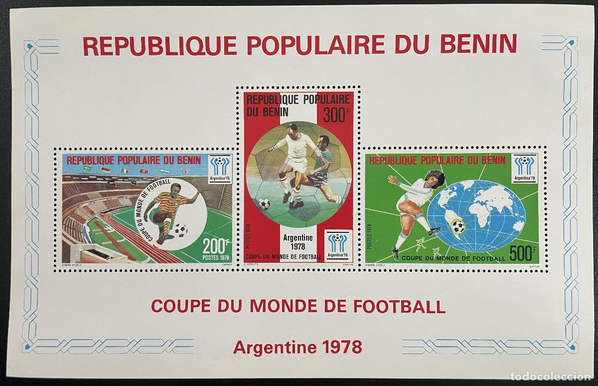 Sellos: Ben&iacute;n 1978 YT Bl. 27 Copa Mundial de F&uacute;tbol Argentina Campe&oacute;n Deportivo