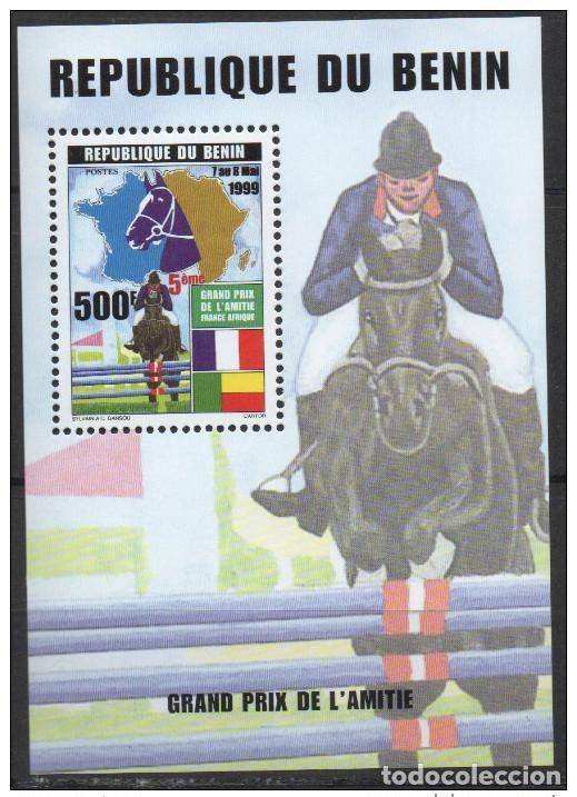 Sellos: Ben&iacute;n 1999 Fauna Equitaci&oacute;n Cabalgata Pferd Grand Prix Bloque de amistad